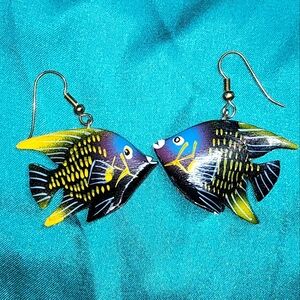 Vintage Wooden Fish Earrings